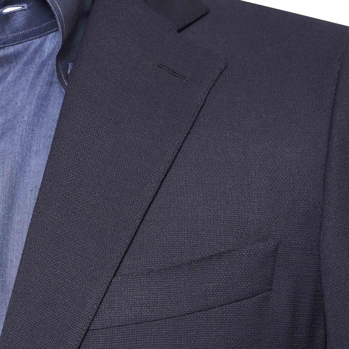 Indigo Navy Wool Stretch Two-Button Jacket