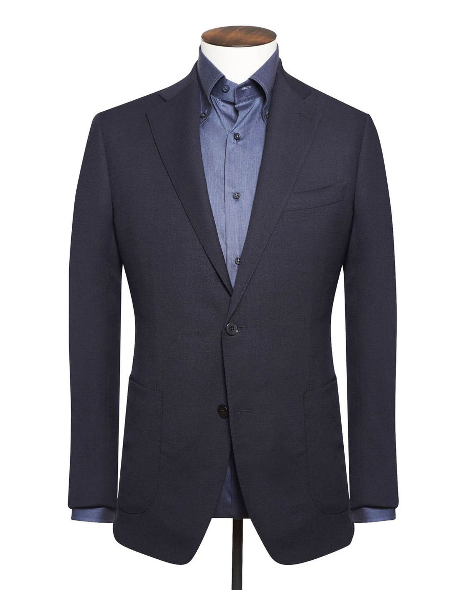 Indigo Navy Wool Stretch Two-Button Jacket