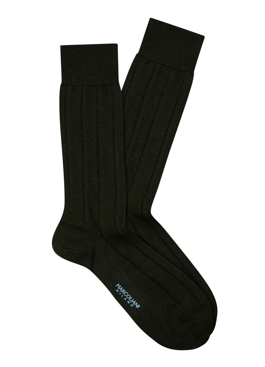 Marcoliani Luxury Cashemere Black Ribbed Socks