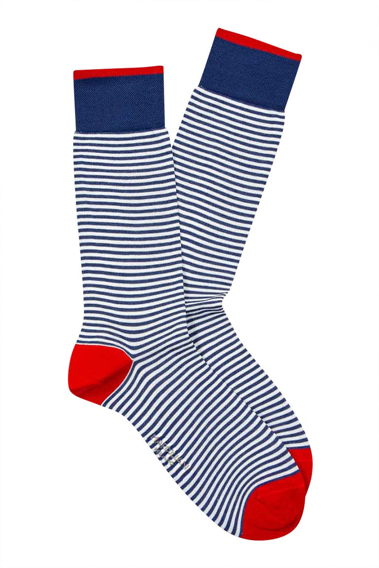 Marcoliani Pima Cotton Palio Stripe White Socks