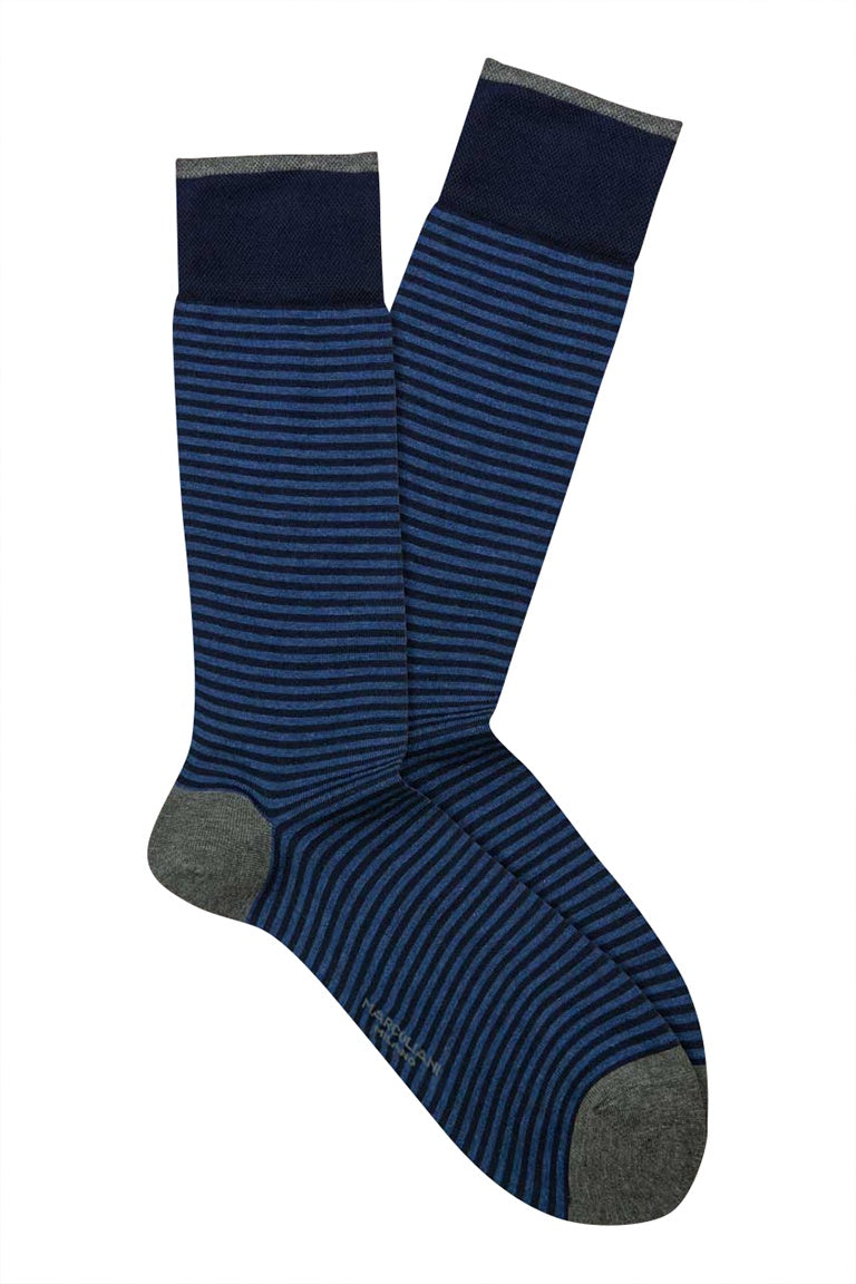 Marcoliani Pima Cotton Palio Stripe Royal Blue Socks