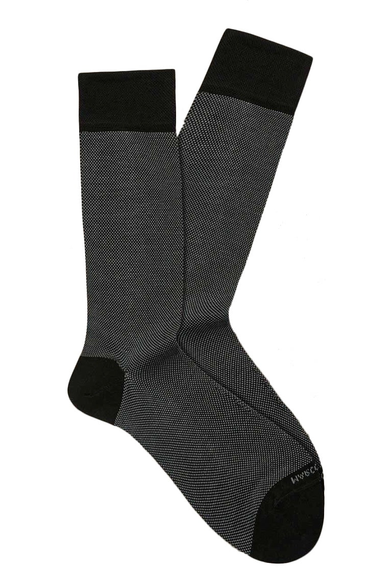 Marcoliani Socks Pima Cotton Lisle Birdseye / Black 007