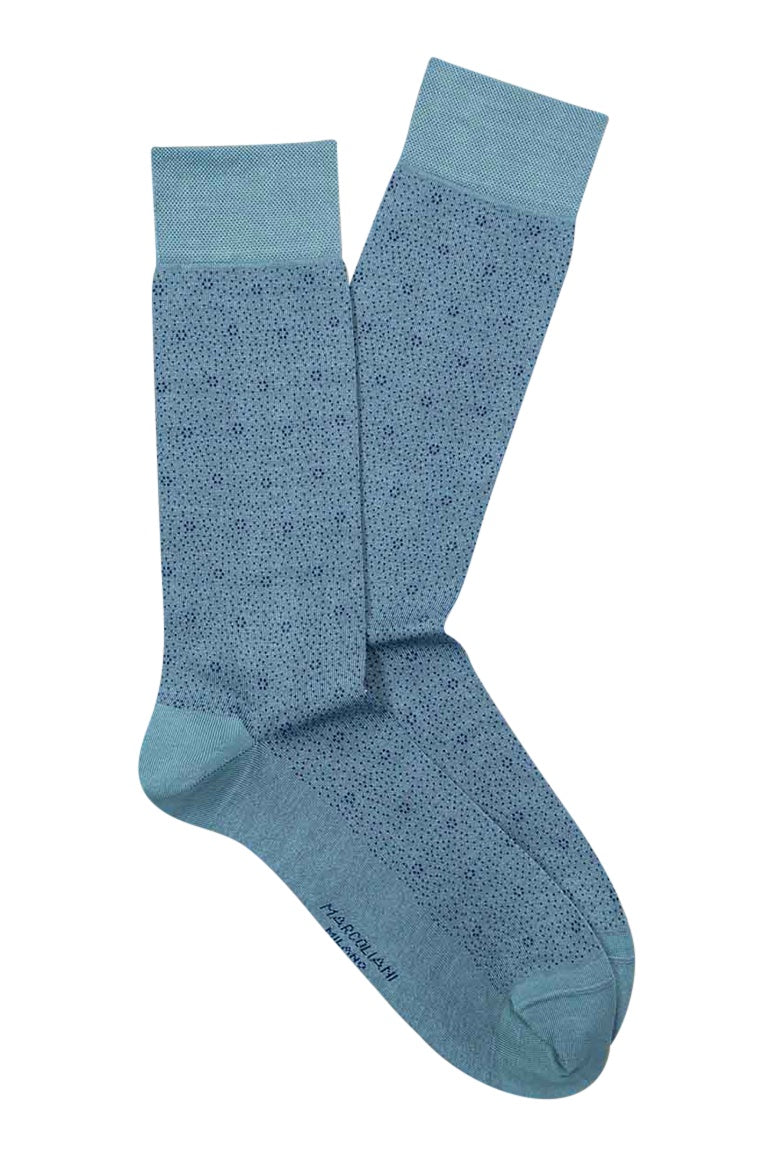 Marcoliani Pima Cotton Lisle Amalfi Blue Birdseye Flower Socks