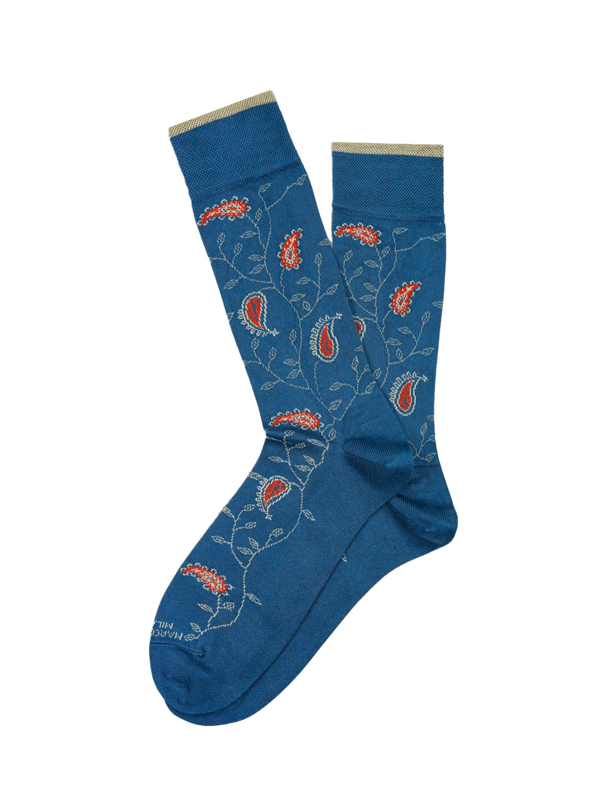 Marcoliani Mousse of Modal Slate Blue Paisley Flower Socks