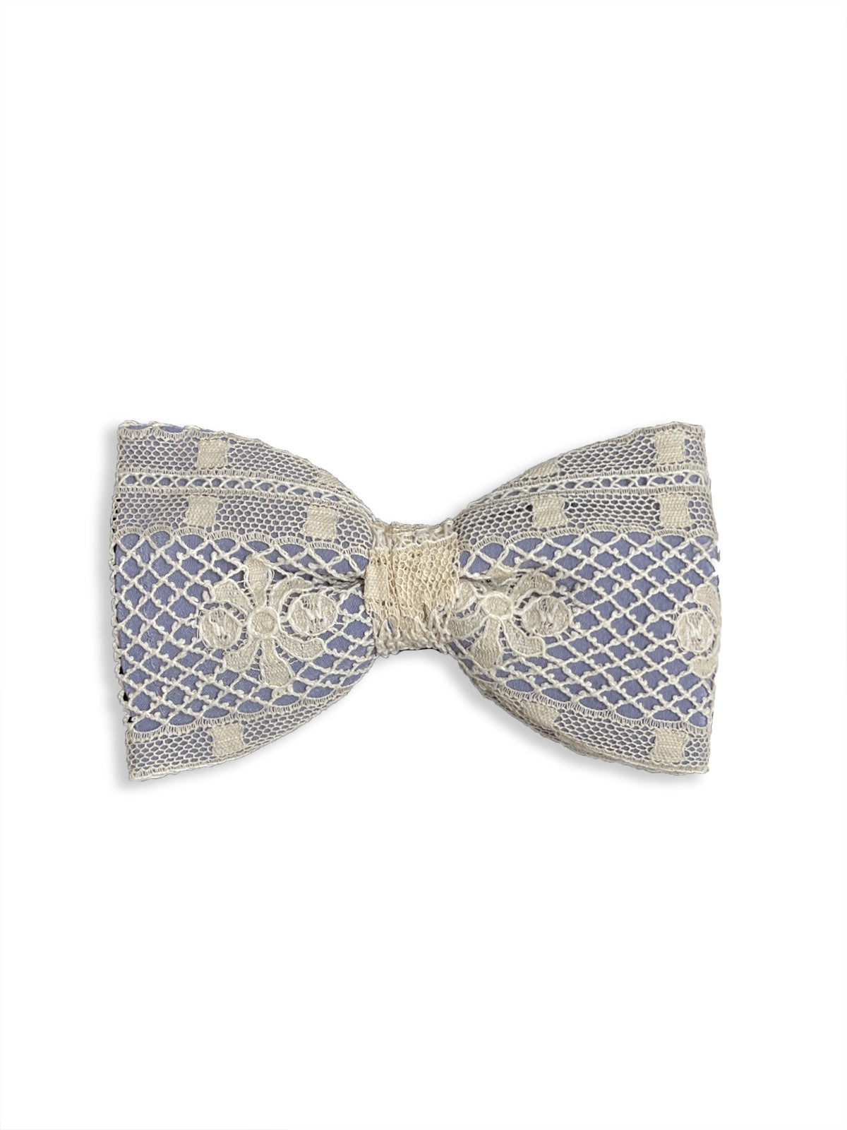Ecru & Blue Crochet Bow tie