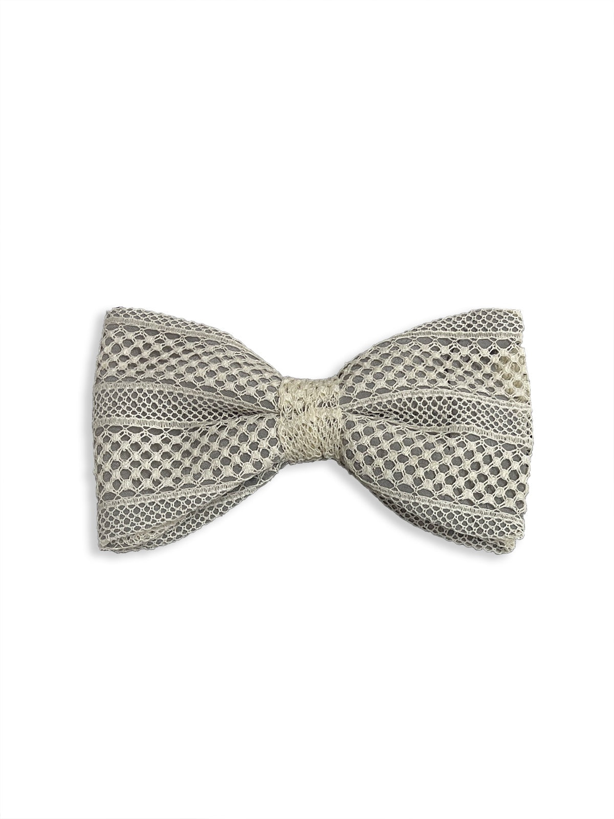 Ecru & Grey Lace Bow tie