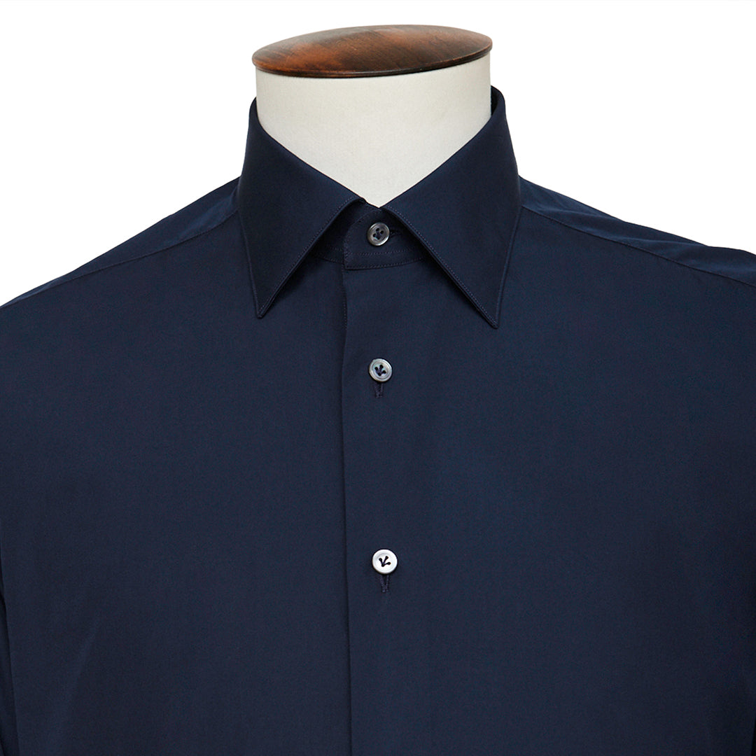 Navy Alto Handmade Spread-Collar Shirt