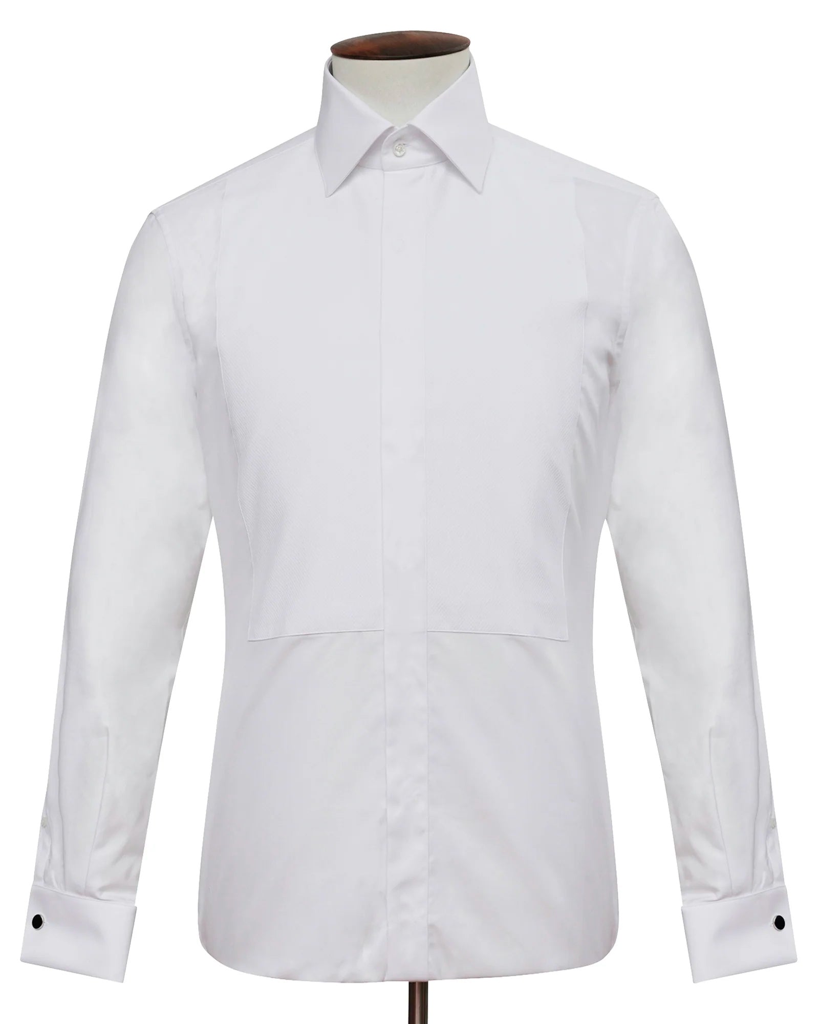 White Cutaway Collar Piqué Bib Shirt