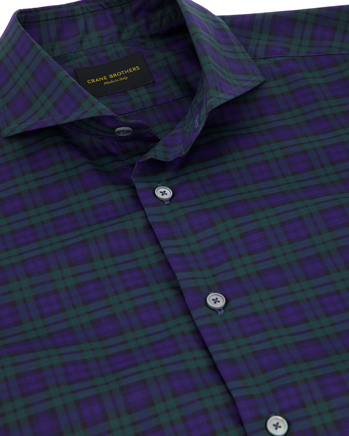 Blackwatch Tartan Check Cutaway Collar Shirt