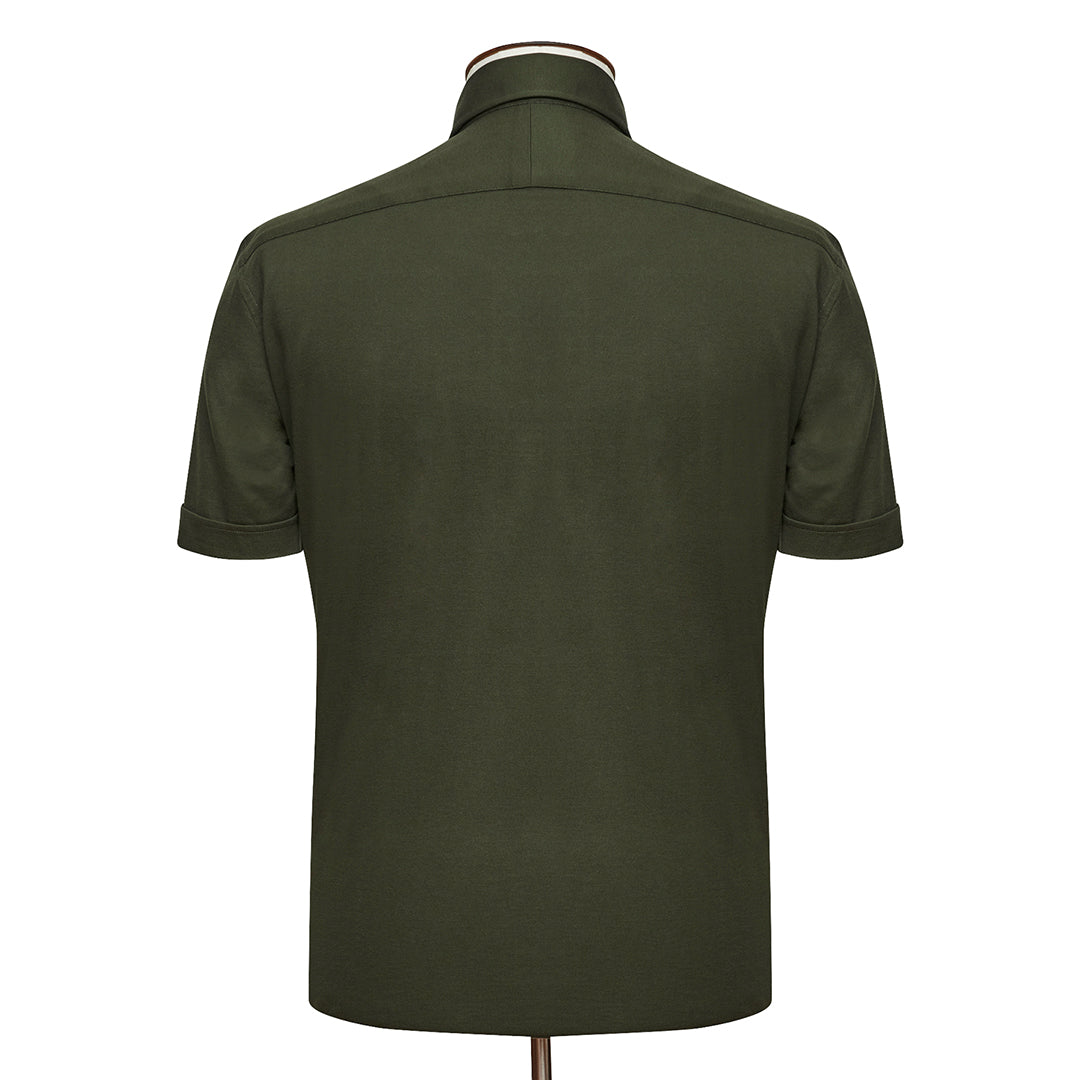 Olive Cutaway Collar Polo Shirt