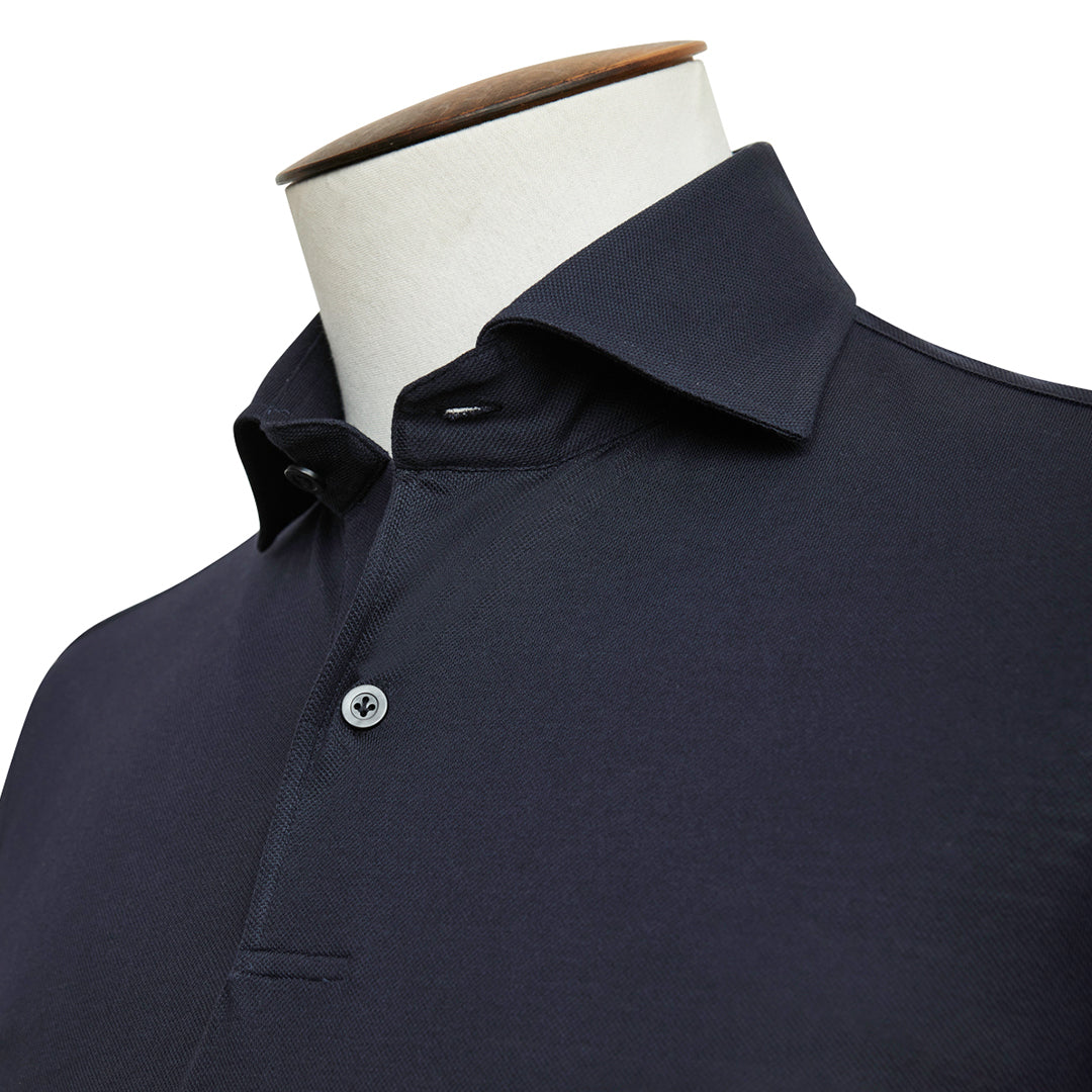 Navy Cutaway Collar Polo Shirt