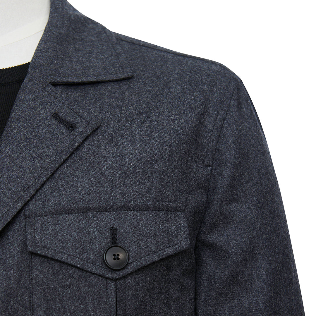 Charcoal Wool Flannel Field Jacket