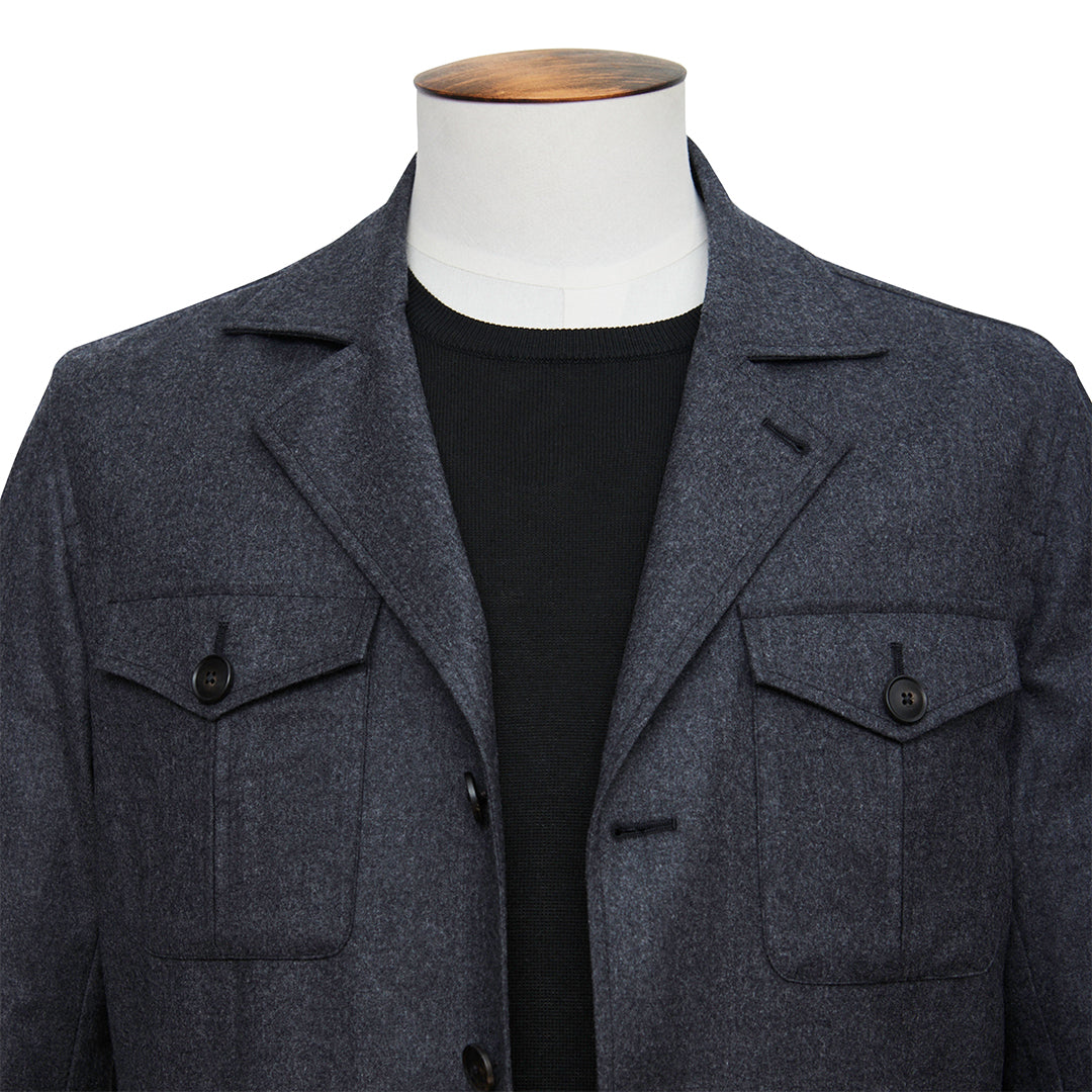 Charcoal Wool Flannel Field Jacket