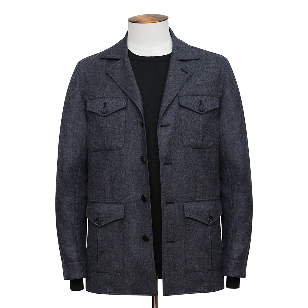 Charcoal Wool Flannel Field Jacket