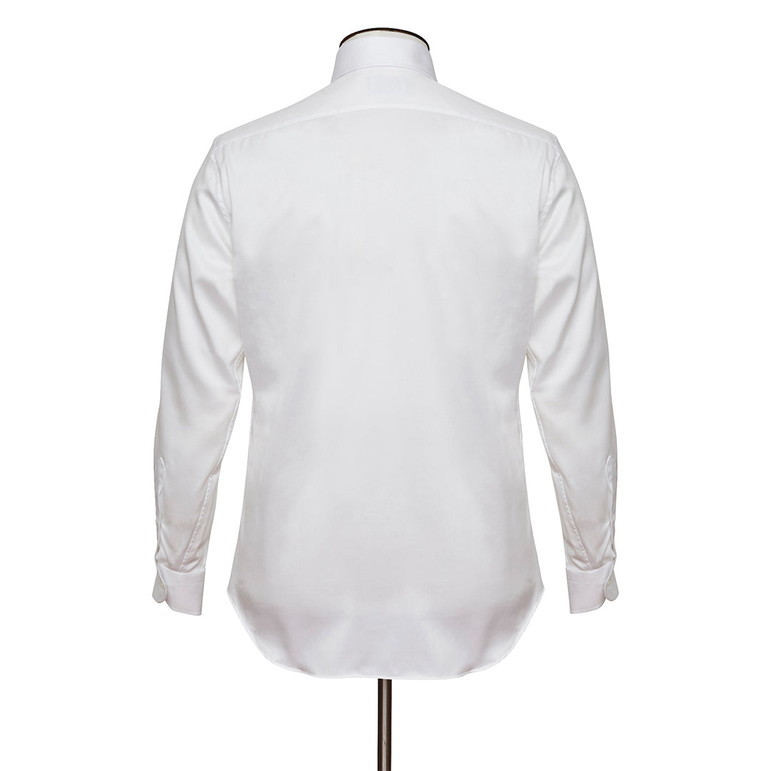 Classic White Twill Semi-Spread Collar Acton Shirt