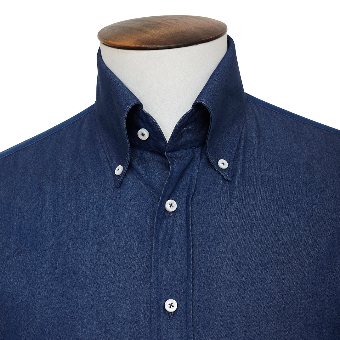 Dark Blue Denim Button-Down Shirt