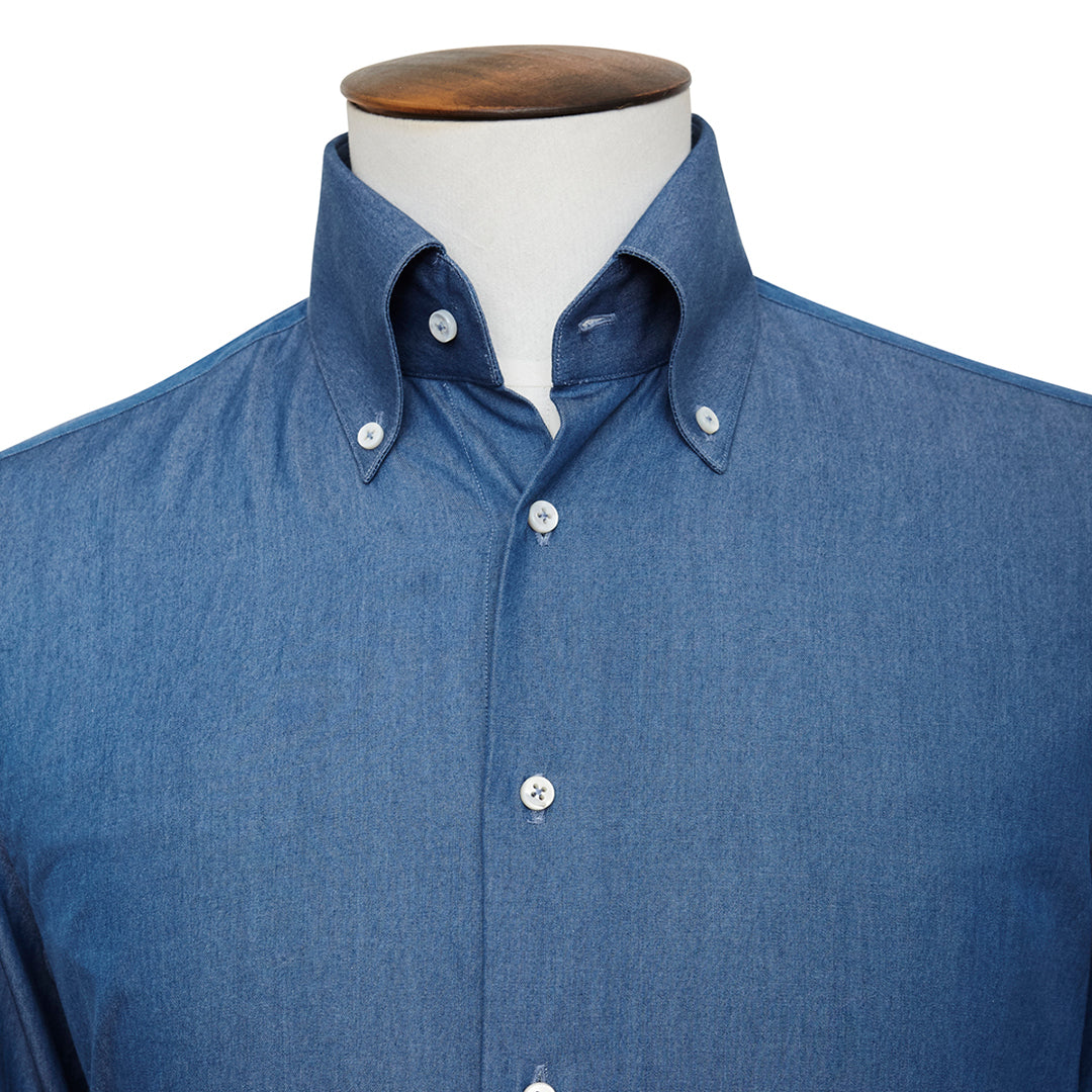 Mid Blue Denim Button-Down Shirt