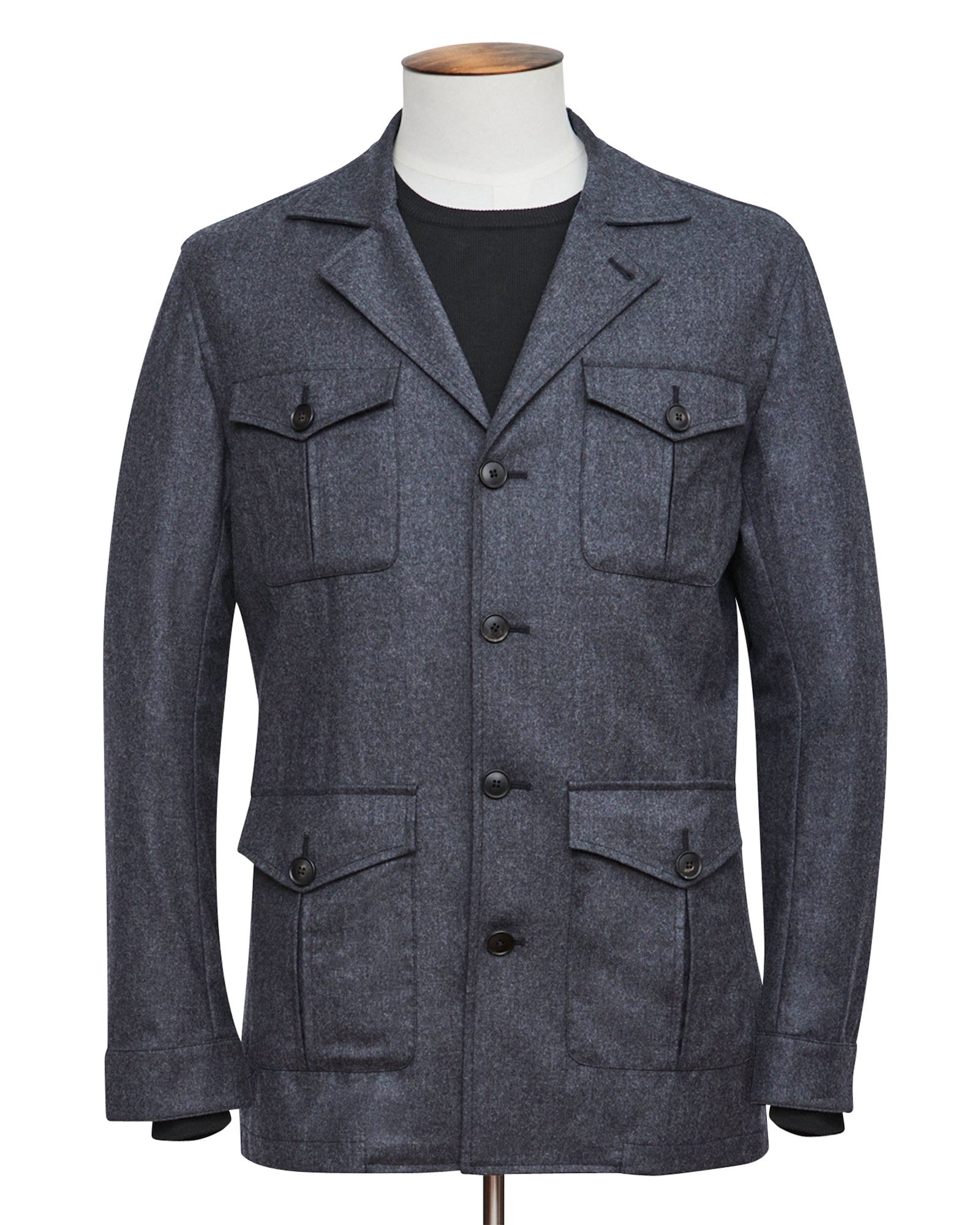 Charcoal Wool Flannel Field Jacket
