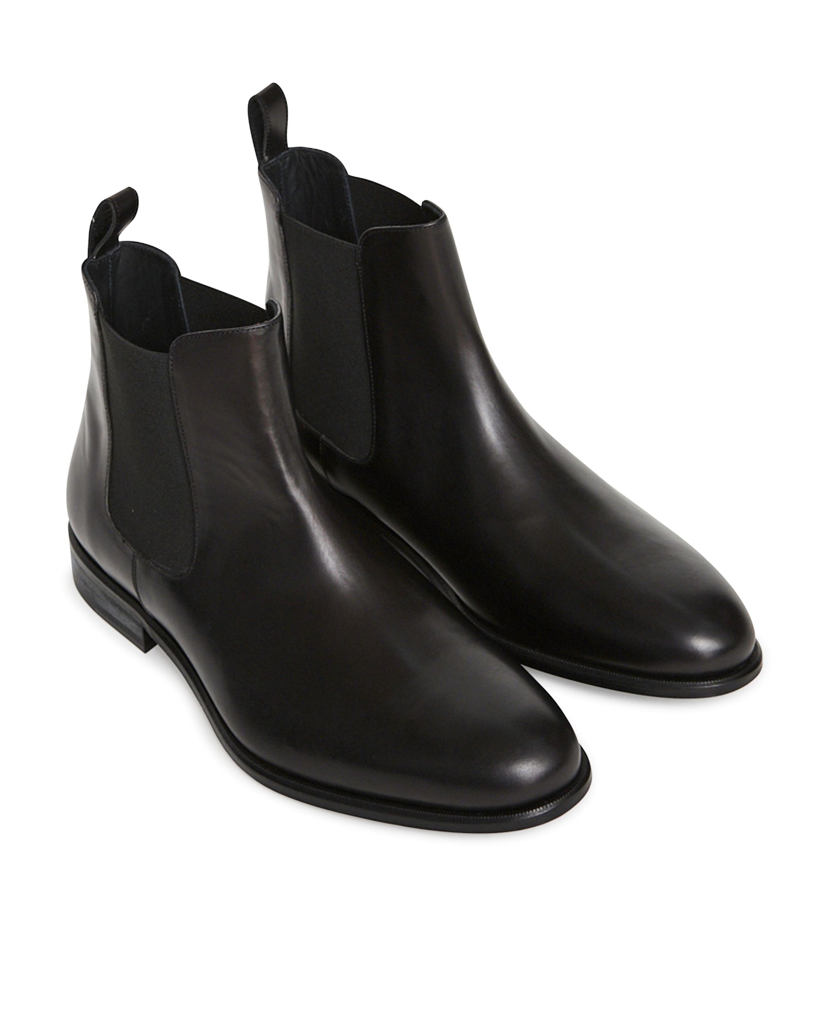 Polished Black Calf Leather Chelsea Boot