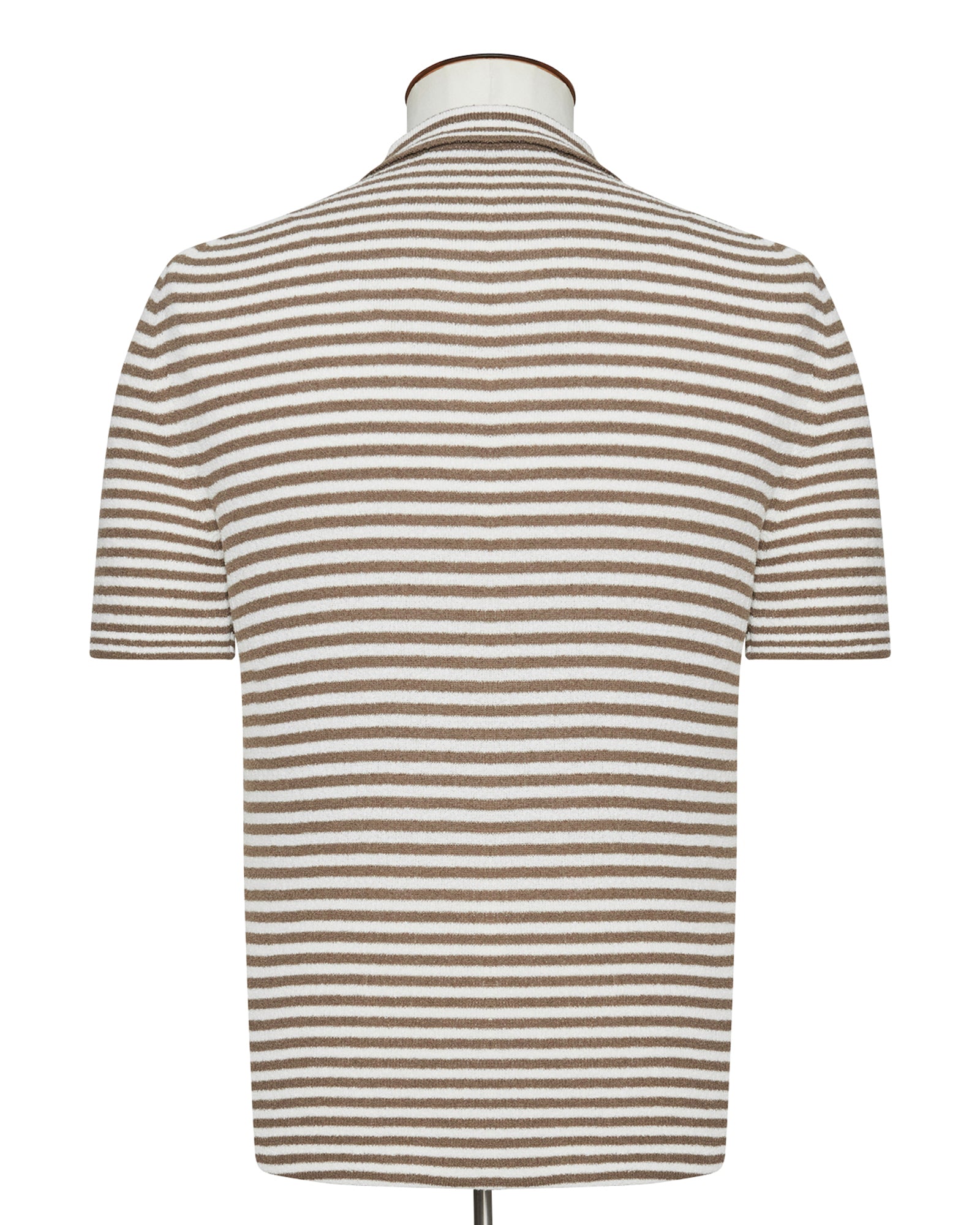 Cocoa Micro Bouclé Stripe Polo Shirt