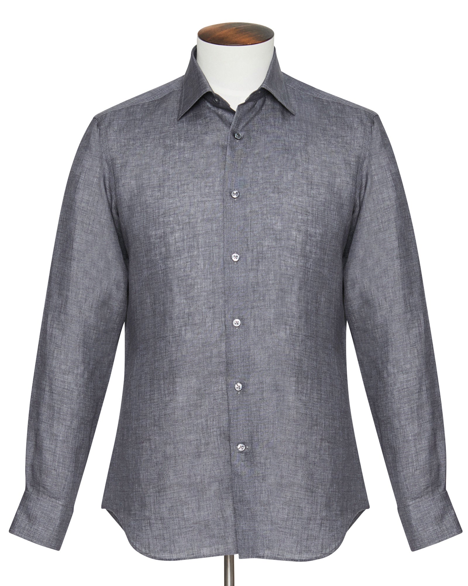 Slate Grey Linen Spread Collar Shirt