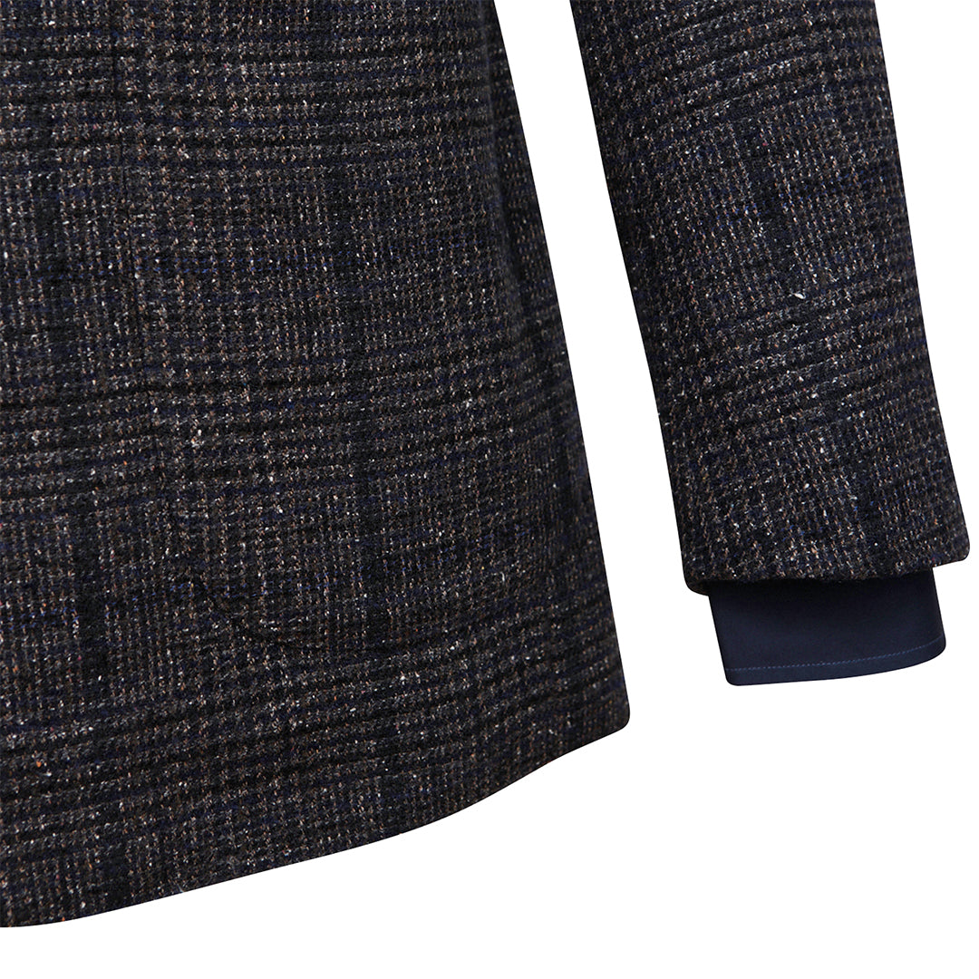 Brown Wool, Silk & Cashmere with Dark Overcheck Blazer