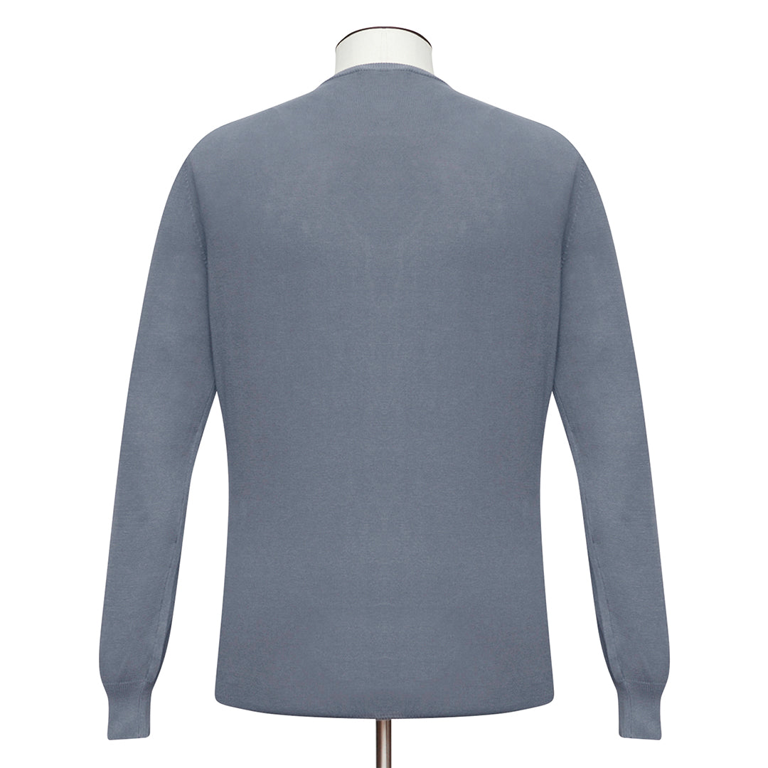 Graphite Cotton Ribbed Crewneck Sweater