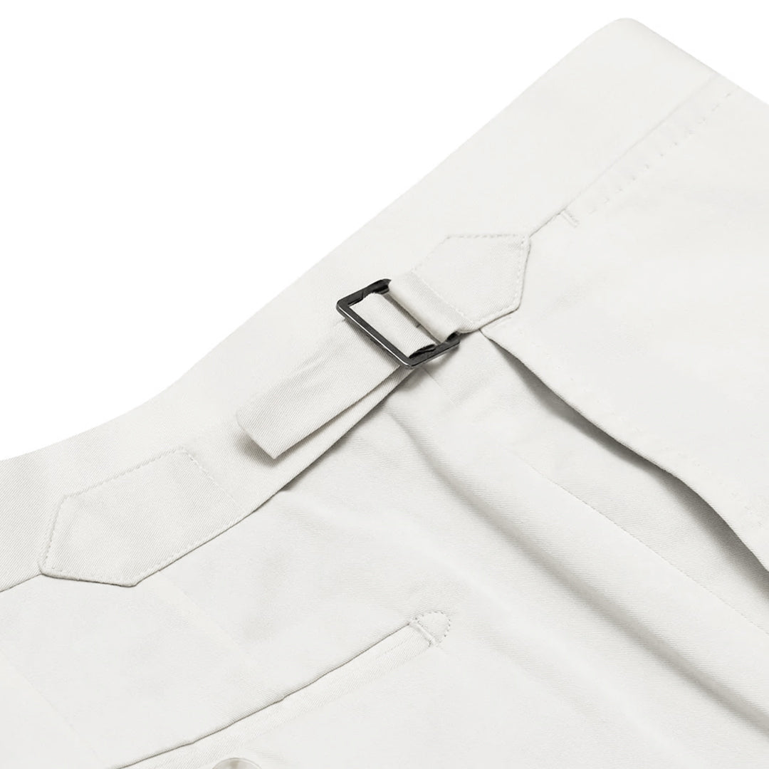 White Cotton Dress Trouser with Side Adjusters