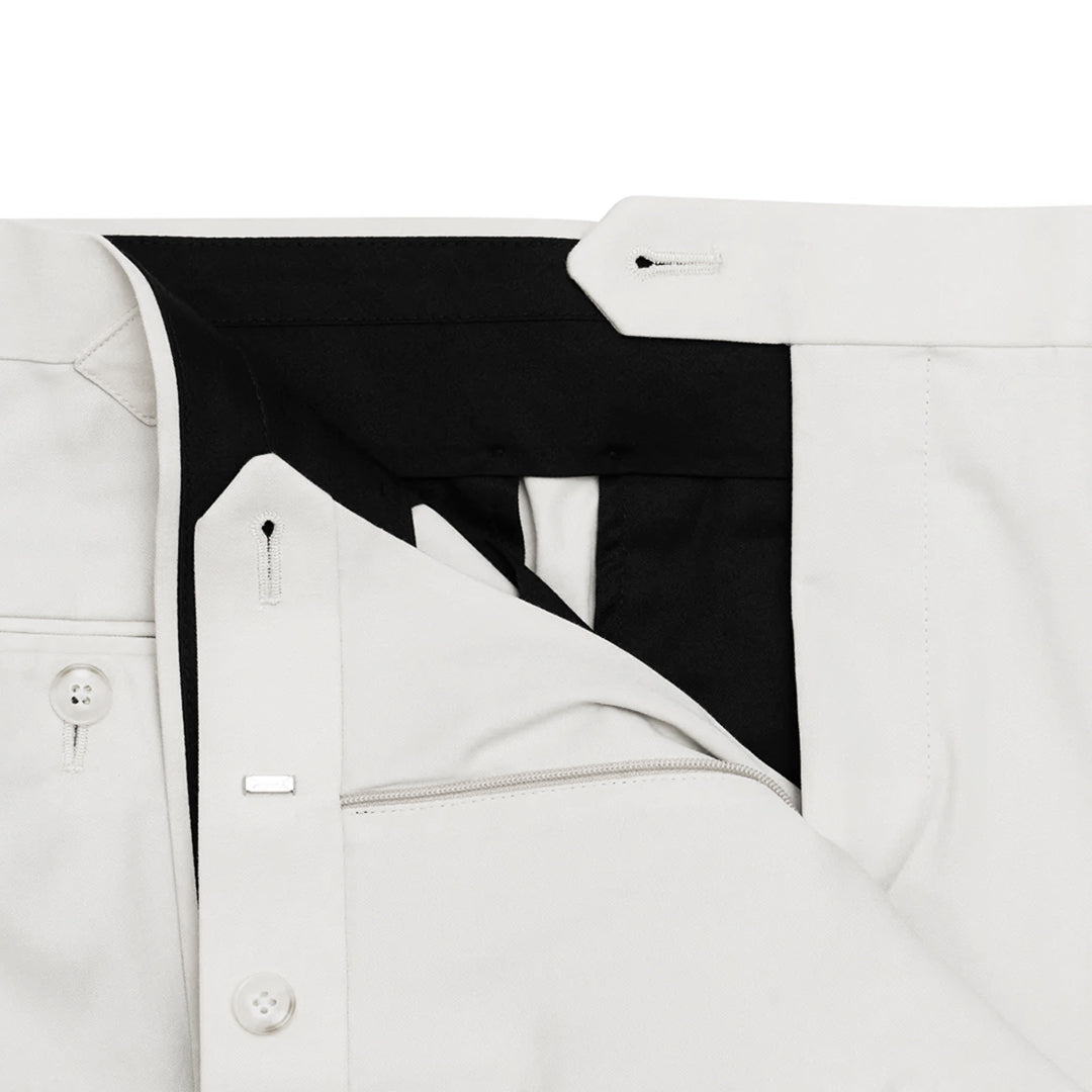 White Cotton Dress Trouser with Side Adjusters