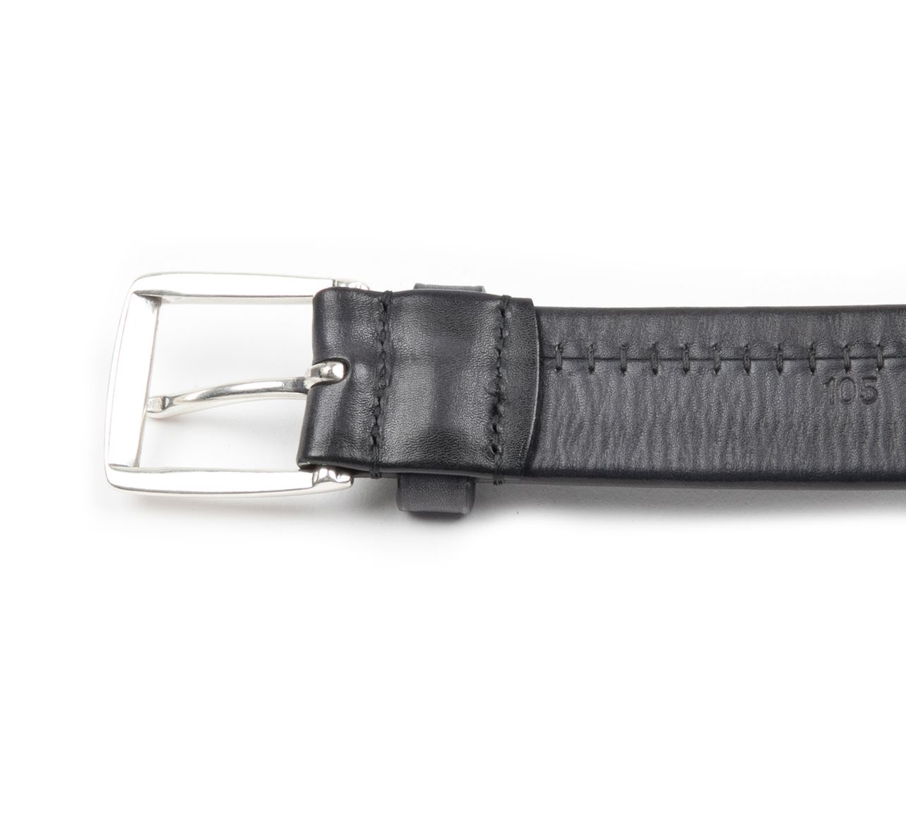 Black Tubular Leather 30mm Belt - Tolomeo