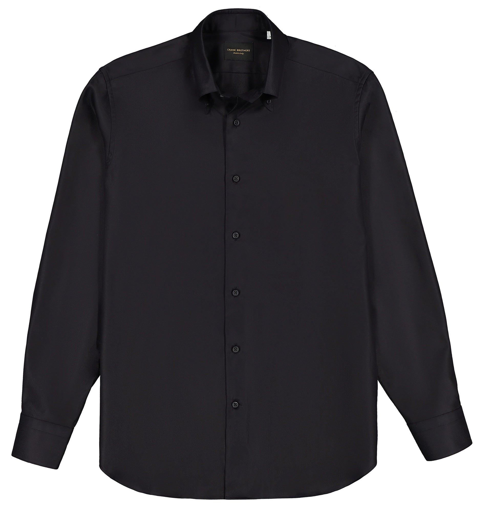 Jet Black Twill Button-Down Collar Shirt