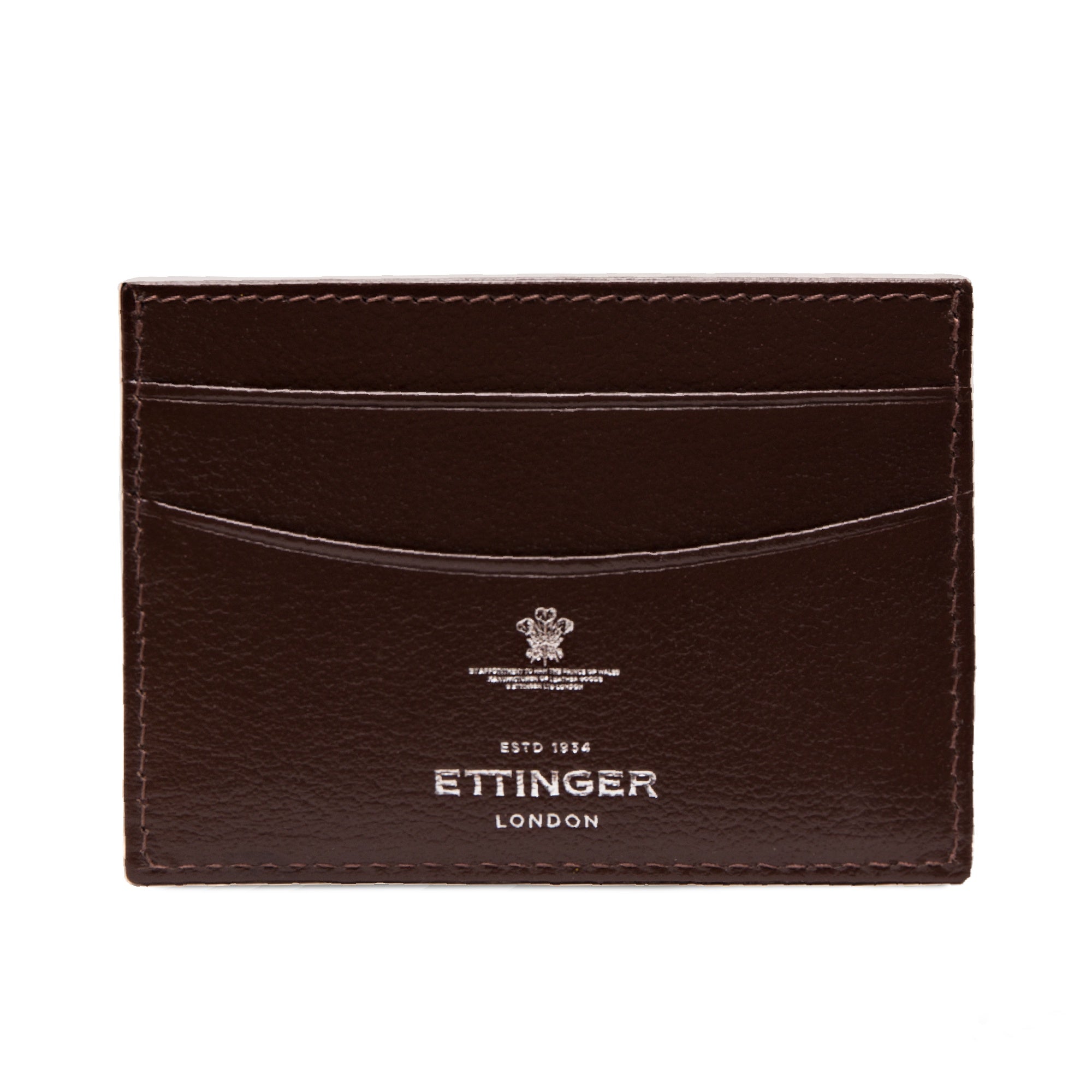 Ettinger Chocolate Brown Capra Leather Flat Credit Card Case