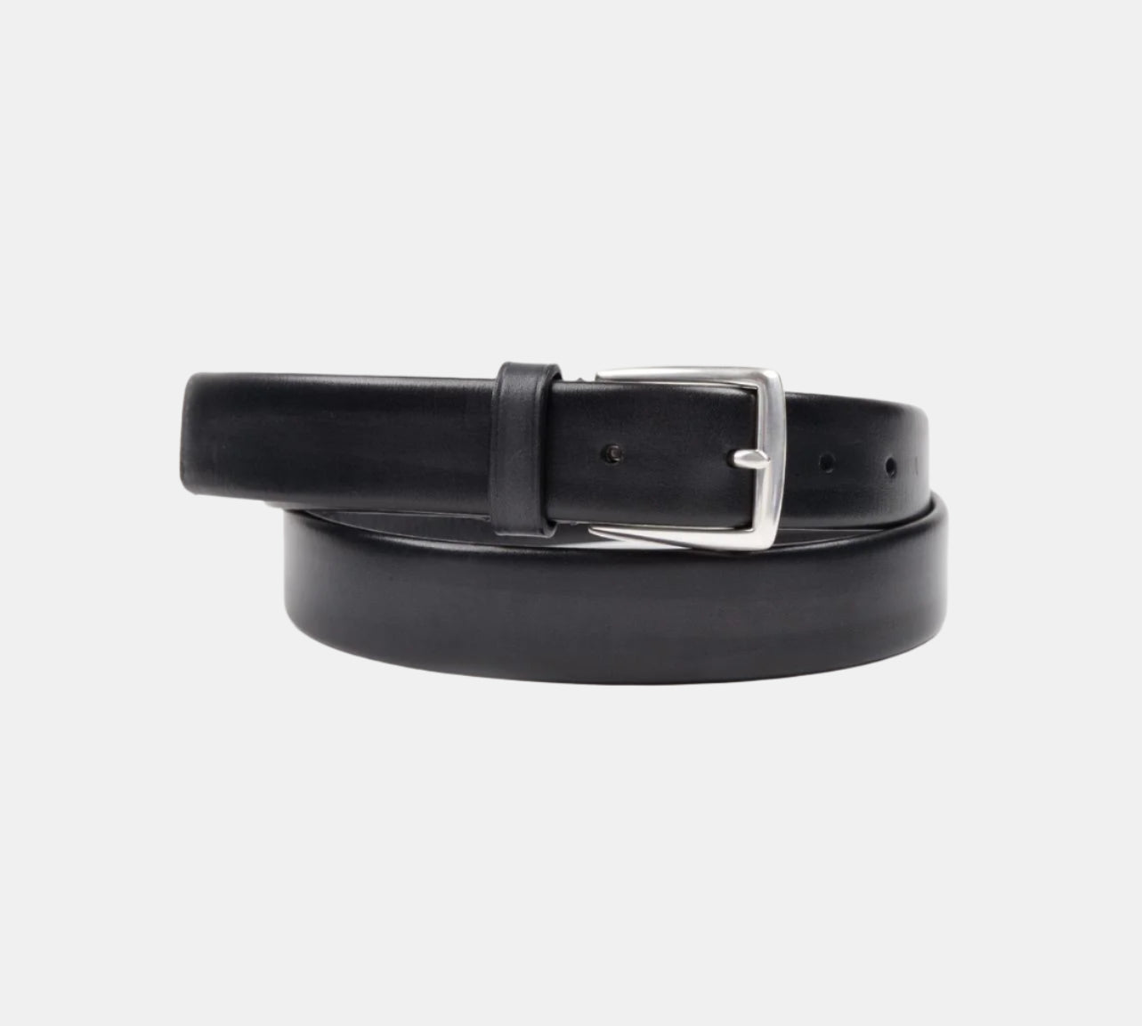 Black Tubular Leather 30mm Belt - Tolomeo