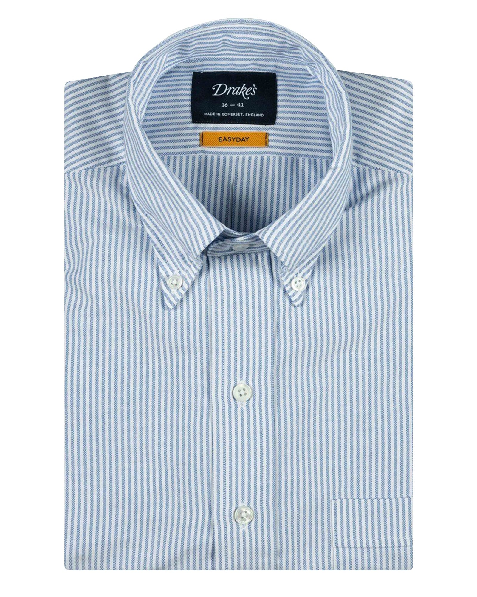 Drake's Blue Ticking Stripe Button-Down Shirt