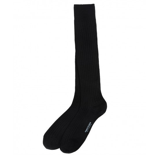 Marcoliani Black Over Calf Merino Dress Socks