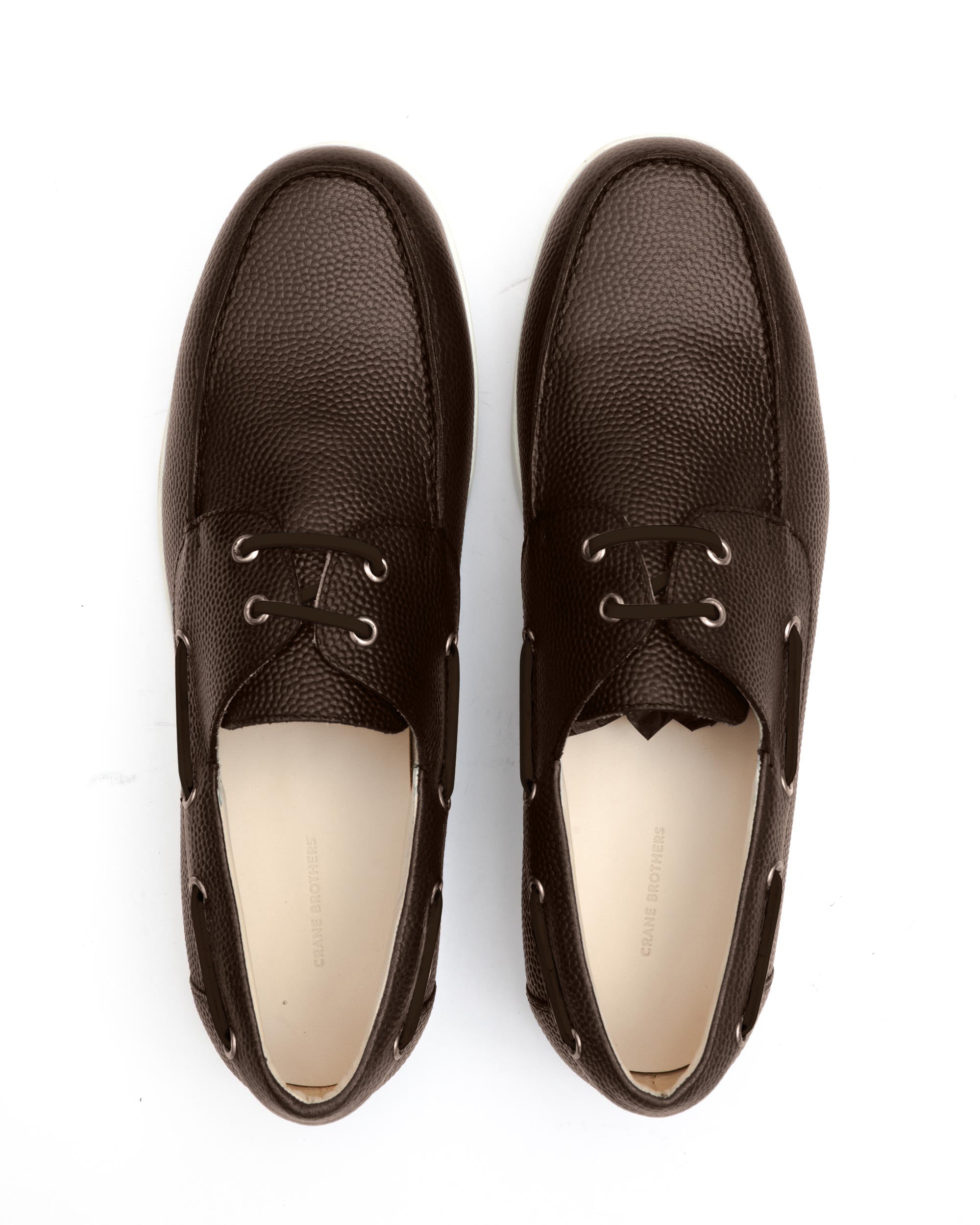 Dark Brown Pebble Grain Leather Boat Shoe